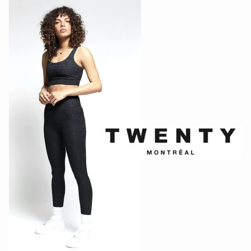 Twenty Montreal Black 3D Swirl Brocade 7/8 Activewear Leggings NWT Size Medium - Picture 1 of 14